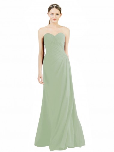 Cheap Sweetheart Neckline Draped Floor Length Chiffon Bridesmaid Dress Canada
