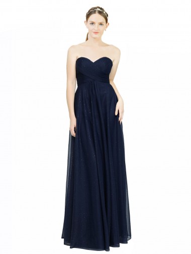 Cheap Strapless Sweetheart Long Chiffon Bridesmaid Dress Low Back Canada