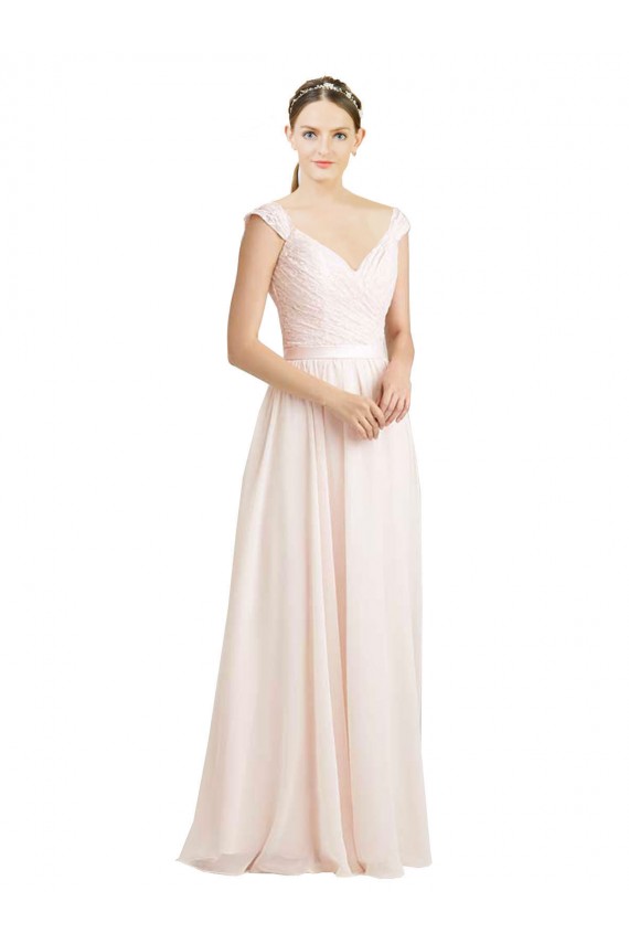 Cheap Sweetheart A-Line Chiffon Bridesmaid Dress with Ruched Lace Bodice Canada