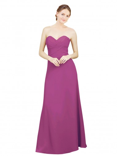 Cheap Sweetheart Neckline Pleated Chiffon Bridesmaid Dress with Low Back Canada