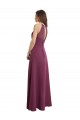 Cheap High Neckline Long Chiffon Bridesmaid Dress with Beaded Trim Canada