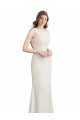 Cheap Long Chiffon Bridesmaid Dress with Boat Neckline and Satin Collar Canada