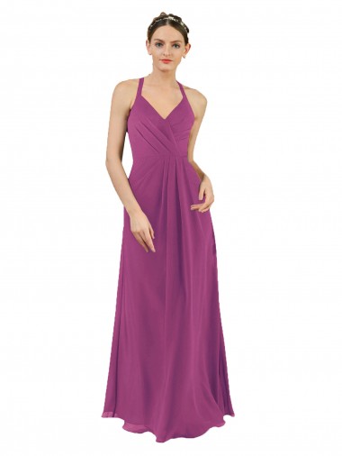 Cheap Sassy Chiffon Bridesmaid Dress with Halter Neckline Canada