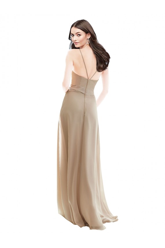 Cheap Elegant Bridesmaid with High Neckline and Illusion V-Neck Canada