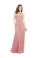 Cheap Chiffon Bridesmaids Dress with Draped Bodice and Keyhole Back Canada