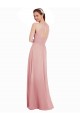 Cheap Chiffon Bridesmaids Dress with Draped Bodice and Keyhole Back Canada
