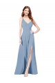 Cheap Surplice Bodice A-Line Long Chiffon Bridesmaid Dress Canada