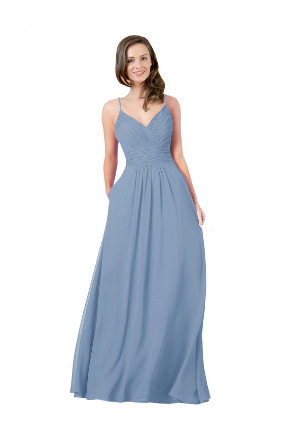 Cheap A-Line Ruched V-Neckline Chiffon Bridesmaid Dress Canada