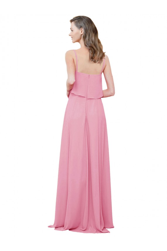 Cheap Spaghetti Strap Chiffon Bridesmaids Dress with Ruffle Overlay Canada