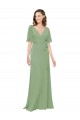 Cheap Chiffon V-Neckline Wrap Bridesmaids Dress With Double Flutter Sleeve Canada