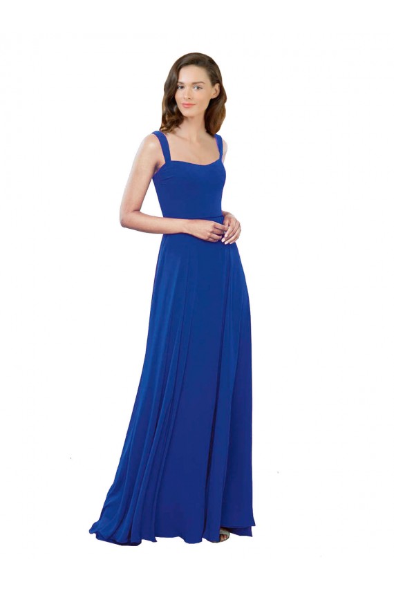 Cheap Square Neck A-Line Long Floor Length Chiffon Bridesmaid Dress Canada