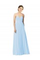 Cheap Full Length Chiffon Bridesmaid Dress with Deep Sweetheat and Shirred Bodice Canada