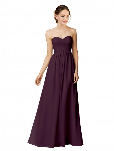 Cheap Strapless Chiffon Bridesmaid Dress with Criss Cross Shirred Bodice Canada