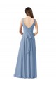Cheap Long Chiffon V-Neck and Self Sash Bridesmaid Dress with Shirred Criss Cross Bodice Canada