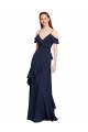 Cheap Cascading Ruffles Long Chiffon Bridesmaid Dress with Cold Shoulder Canada
