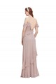 Cheap Cascading Ruffles Long Chiffon Bridesmaid Dress with Cold Shoulder Canada
