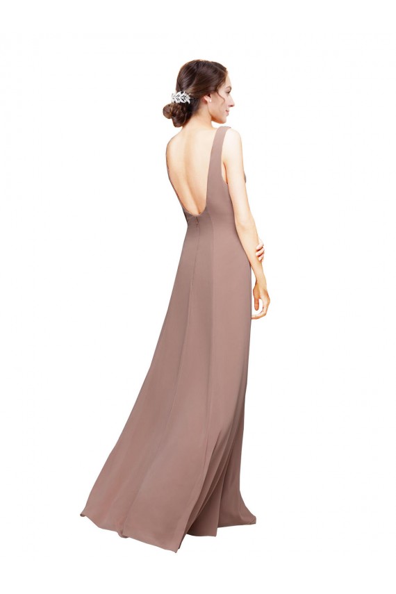 Cheap V-Neck Sheath Chiffon Bridesmaid Dress with V-Back Canada