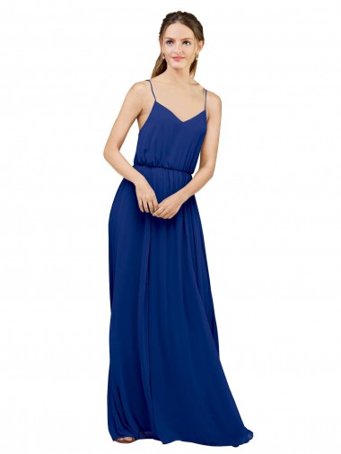 Cheap Long Chiffon Bridesmaid Dress with Spaghetti Strap Bodice Canada