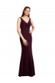 Cheap Floor Length Fluted Chiffon Dress with Draped Bodice and V-Neckline Canada