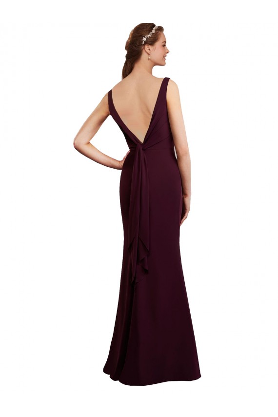 Cheap Floor Length Fluted Chiffon Dress with Draped Bodice and V-Neckline Canada