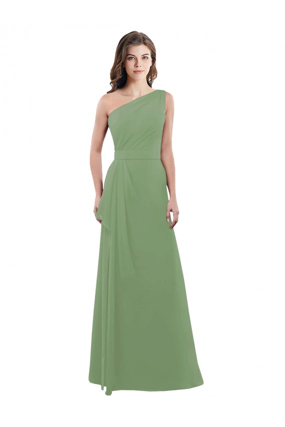 Cheap One Shoulder Chiffon Bridesmaid Dress with Pleats and Side Slit Canada