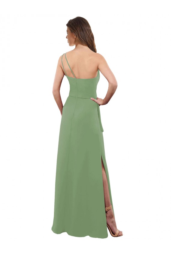 Cheap One Shoulder Chiffon Bridesmaid Dress with Pleats and Side Slit Canada