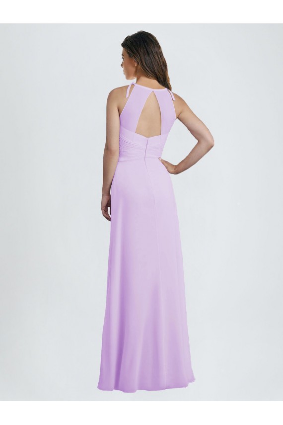 Cheap Sweetheart Long Chiffon Bridesmaid Dress with Halter Straps Canada