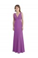Cheap V-Shaped Neckline Long Chiffon Bridesmaid Dress with Cascading Ruffles Back Canada
