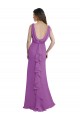 Cheap V-Shaped Neckline Long Chiffon Bridesmaid Dress with Cascading Ruffles Back Canada