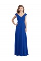 Cheap Draped Shoulder V-Neck Long Chiffon Bridesmaid Dress Canada