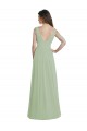 Cheap V-Neck A-Line Long Chiffon Bridesmaid Dress with Draped Bodice Canada