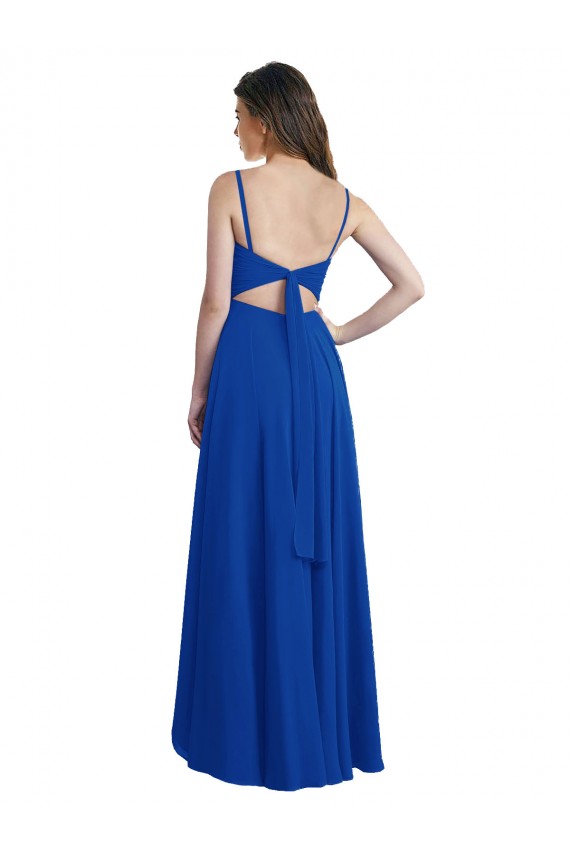 Cheap Draped High Low Chiffon Bridesmaid Dress with Cross Over Bodice Canada