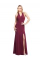 Cheap Chiffon Mermaid Bridesmaid Dress with Back Tie Halter Straps and Side Slit Canada
