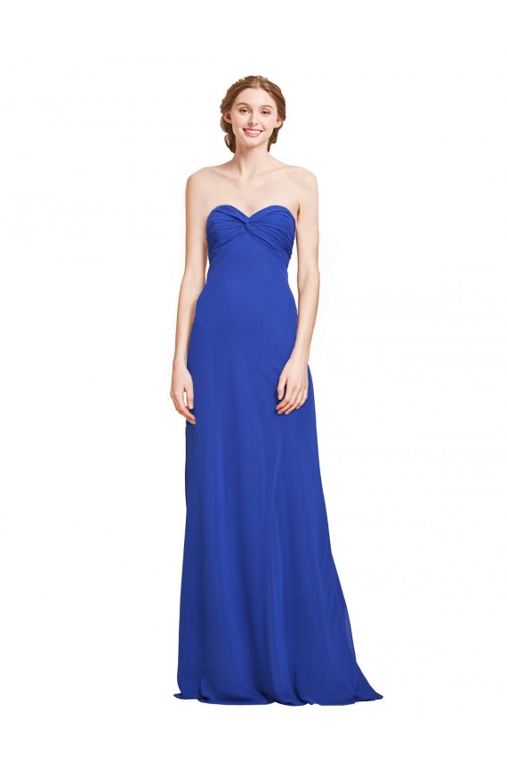 Cheap Sweetheart Neckline Chiffon Ruched Bodice Tie Back Bridesmaid Dress Canada
