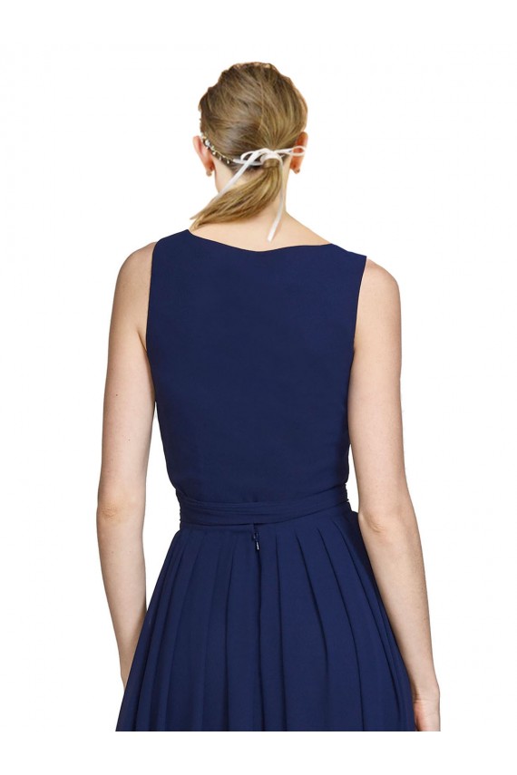 Cheap V-Neck Ruched Chiffon Bridesmaid Dress with Waistband Canada