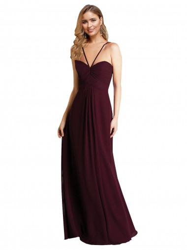 Cheap Long Chiffon Bridesmaid Dress with Sweetheart Neckline Canada