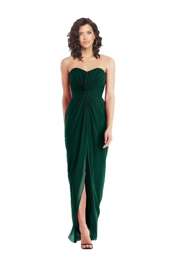 Cheap Twist Front Draped Chiffon Bridesmaid Dress with Slit Canada