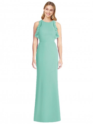 Cheap Jewel Neck Mermaid Open Back Chiffon Bridesmaid Dress Canada