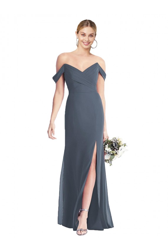 Cheap Off the Shoulder Criss Cross Bodice Trumpet Chiffon Bridesmaid Dress Canada