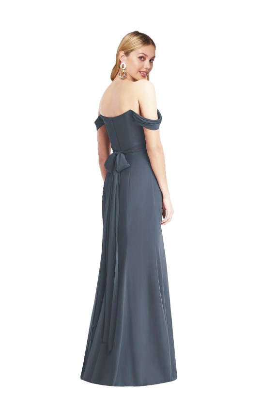 Cheap Off the Shoulder Criss Cross Bodice Trumpet Chiffon Bridesmaid Dress Canada