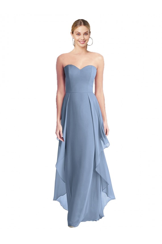 Cheap Strapless Chiffon Bridesmaid Dress with Skirt Overlay Canada