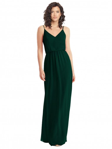 Cheap V-Neck Blouson Bodice Chiffon Maxi Bridesmaid Dress Canada