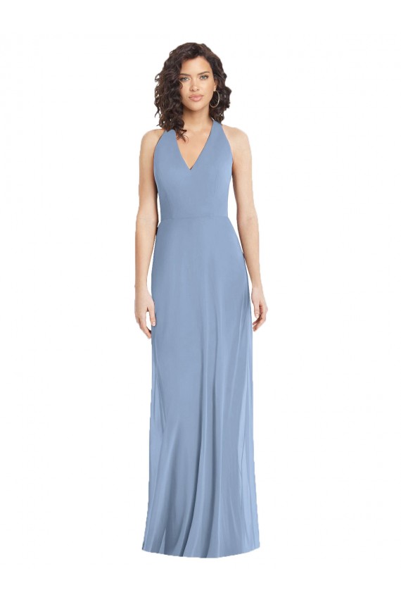 Cheap V-Neck Halter Back Straps Chiffon Bridesmaid Dress Canada