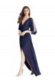Cheap Split Sleeves Backless Chiffon Maxi Bridesmaid Dress Canada