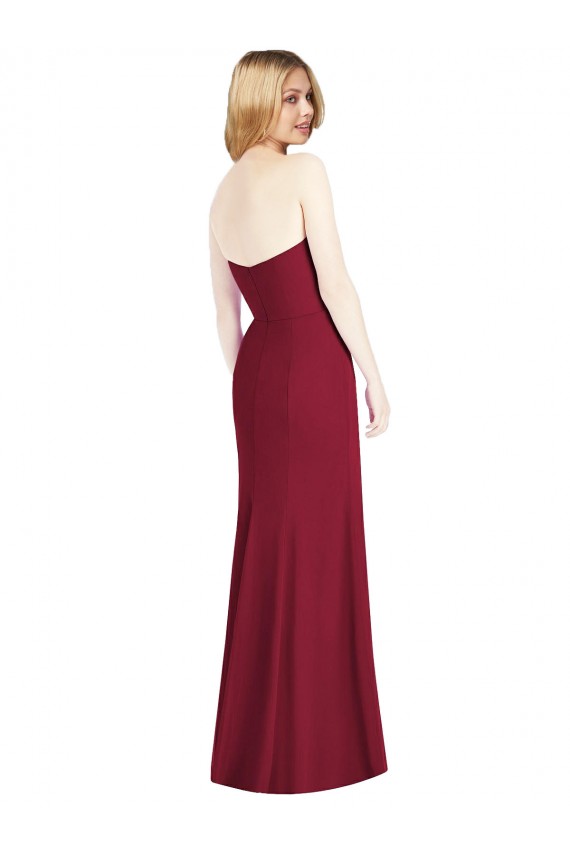 Cheap Strapless Chiffon Trumpet Bridesmaid Dress with Front Slit Canada