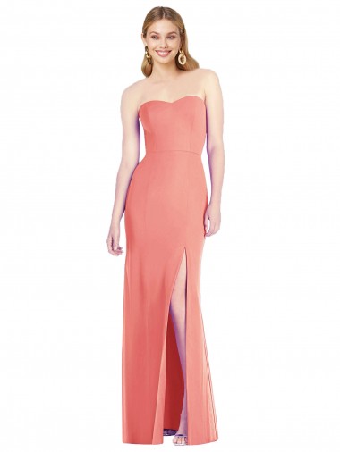 Cheap Strapless Chiffon Trumpet Bridesmaid Dress with Front Slit Canada