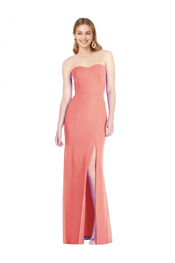 Cheap Strapless Chiffon Trumpet Bridesmaid Dress with Front Slit Canada