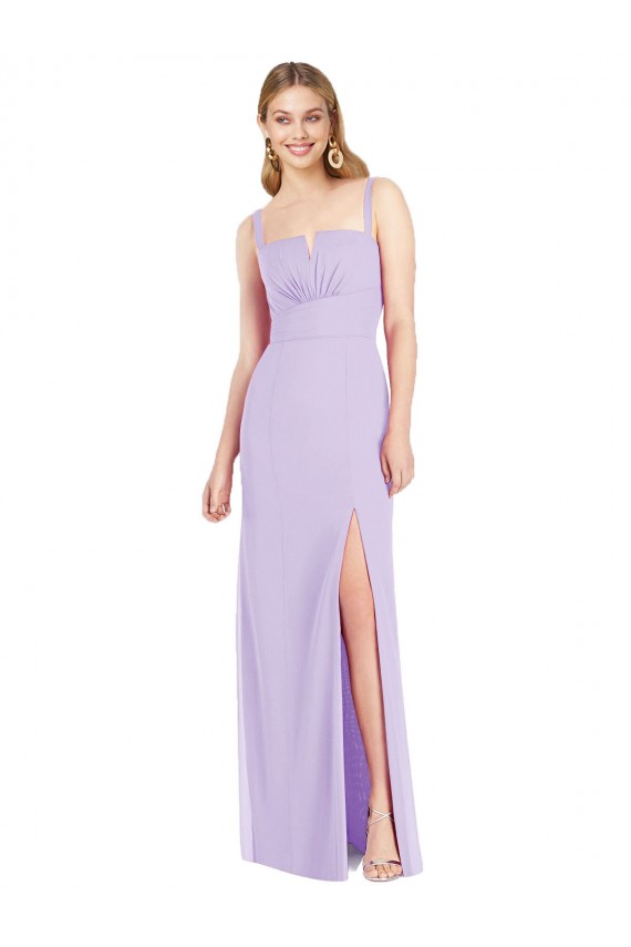 Cheap Spaghetti Straps Mermaid Chiffon Bridesmaid Dress with Side Front Slit Canada