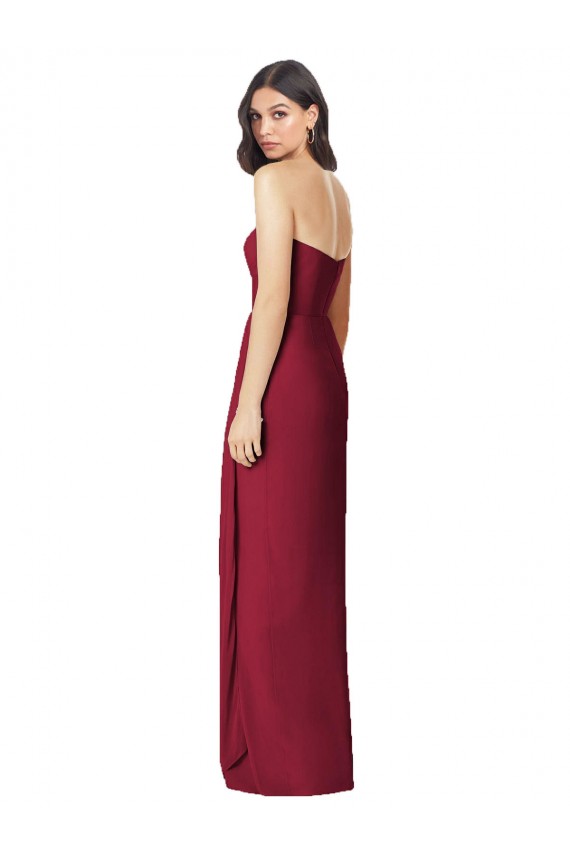 Cheap Side Front Slit Draped Strapless Chiffon Bridesmaid Dress Canada
