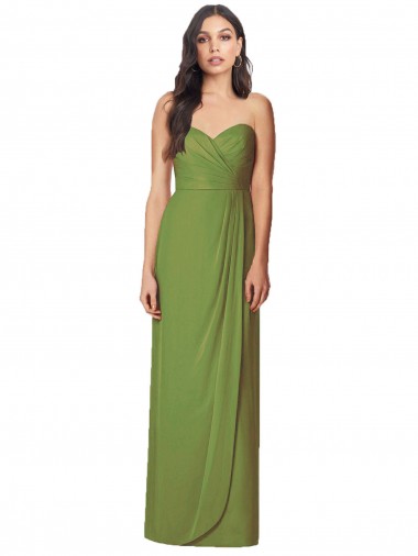 Cheap Side Front Slit Draped Strapless Chiffon Bridesmaid Dress Canada